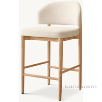 Tabouret de bar haut élégant et durable en bois de chêne massif avec dossier confortable pour chaises de bar