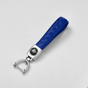 Porte-clés de voiture avec sangle en cuir, boucle en alliage de zinc en forme de fer à cheval A3924 - Product Image 1