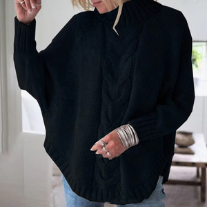 Pull décontracté surdimensionné à manches chauve-souris pour femme, respirant, en tricot long, idéal pour l'hiver, pull de haute qualité - Product Image 5