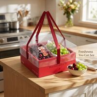 Boîte d'emballage pour fruits écologique personnalisée, adaptée aux oranges, aux raisins, aux bleuets, aux cerises, avec couvercle transparent en PVC, ruban, boîte cadeau