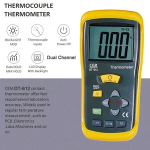 Termómetro Digital Tipo K HEDAO DT-612 con Sonda de Acero Inoxidable -50~1300C, Entradas Dobles, Temperatura Diferencial - Product Image 1