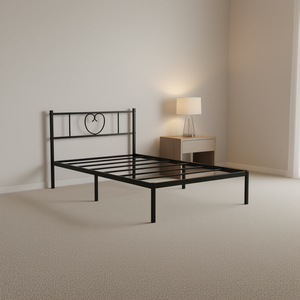 Struttura letto singolo in acciaio verniciato a polvere nero, rettangolare, in metallo, stile industriale, per camera da letto - Product Image 2