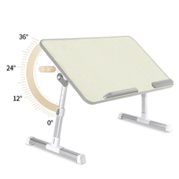 Table de bureau pliable et réglable en hauteur, portable, mobile, pour ordinateur portable, lit, plateau d'étude, table avec pieds pliables