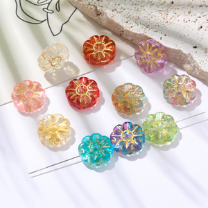 Glass Flower <b>Beads</b> <b>Crystal</b> Lampwork Hot Stamping For Jewelry Making DIY Accessories 10mm Ac4773 - Product Image 1