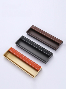 Luxury Recessed Leather Hidden Pull Handles Inset Slot Leather Grips for Wardrobe Cabinet <strong>Doors</strong> &amp; Drawers - Product Image 2