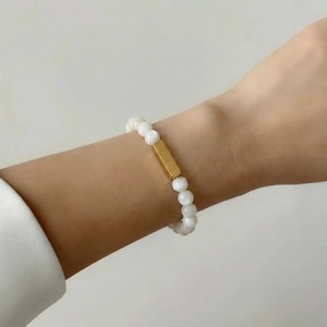 European American Style Seashell <b>Bead</b> <b>Bracelet</b> Stainless Steel Electroplated Round Ball Geometric Unisex Jewelry - Product Image 3