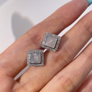 Tianyu Gems Women's Luxury Classic <b>Stud</b> <b>Earrings</b> Gold-Plated Brass with White <b>Emerald</b>-Cut Cubic Zirconia Trendy - Product Image 2