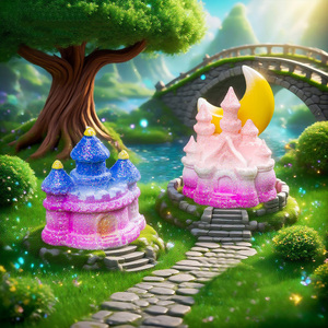 Graziose Miniature di Case delle Fiabe, Statuette <span class=keywords><strong>in</strong></span> Resina di Castelli da Sogno per Decorazioni Fai-da-Te, Torte e Scrivania - Product Image 4