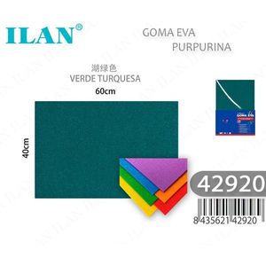 Foglio di Schiuma EVA ILAN 40x60cm Verde Lago con Glitter, Materiale per Artigianato - Product Image 1