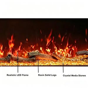 Chimenea de Vidrio Espejado de 100 Pulgadas con Vista de 3 Lados, 9 Colores de <span class=keywords><strong>Llama</strong></span>, Calentador de 750/1200W con Control Remoto - Product Image 4