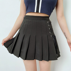 <span class=keywords><strong>Mall</strong></span> <span class=keywords><strong>Goth</strong></span> Y2k Cintura natural Mini Jean Faldas E-girl Estética Denim negro con bolsillos grandes Vintage Grunge Punk Trajes - Product Image 4