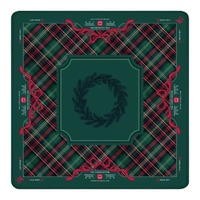 Tapete de Mahjong Americano de Lujo a Cuadros Rojos y Verdes, Superficie de Neopreno Premium de 33 Pulgadas, Borde Cosido de 3mm, Impermeable, para Fiestas