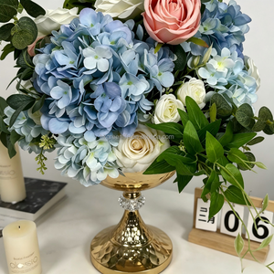 Mini Large Blue <b>Artificial</b> Silk <b>Hydrangea</b> Flower Ball Wedding Valentine's Day Table Centerpiece Decor Natural Floral - Product Image 6