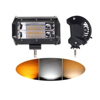 Barre lumineuse de travail LED 72W 5 pouces, blanc et jaune, clignotant stroboscopique pour voitures, routes, motos, camions, 4x4, VTT, conduite en brouillard, 12V 24V, Nouveau