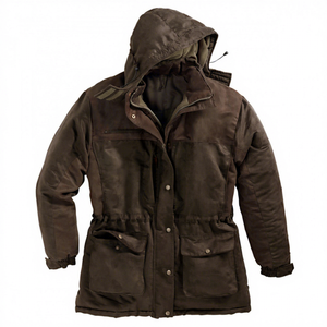 เสื้อแจ็คเก็ตสำหรับล่าสัตว์ผู้ชายคุณภาพสูงแบบสั่งทำพิเศษ ระบายอากาศได้ดี ผลิตจากผ้าแคนวาสฝ้าย 100% สำหรับฤดูหนาว พร้อมฮู้ด - Product Image 1