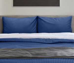 Taies d'oreiller en coton tissé 100% doux et lisse, fermeture à rabat, motif végétal, style uni, pour la maison et l'hôtel, bleu marine, 20x30 pouces, vente en gros - Product Image 4