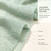 Tissu tissé en polyester brodé écologique, jacquard texturé à pois floraux vert perle, largeur 140 cm, pour robe et chemisier femme