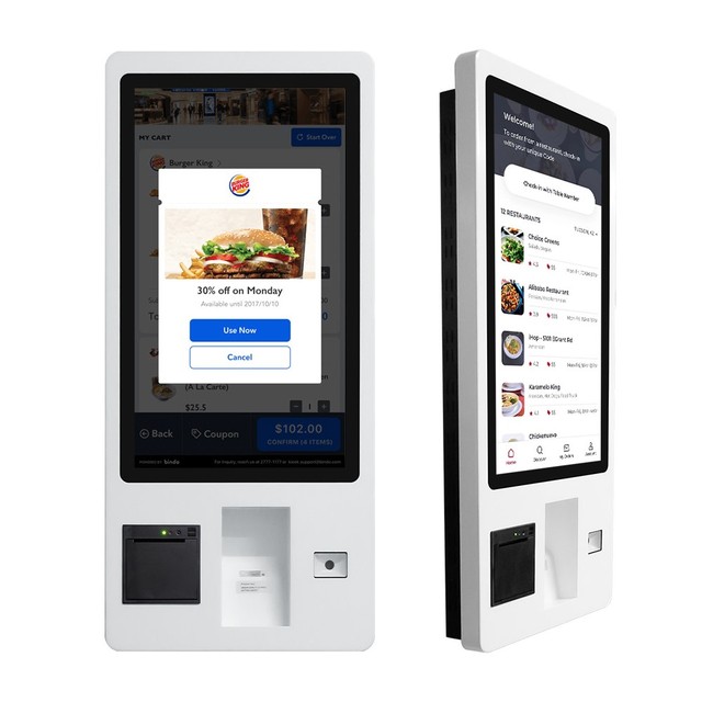 21.5 Inch Wall Mounted Touch Screen Self-Service Checkout Kiosk Payment Terminal for Grocery Stores Optional Barcode Reader SDK