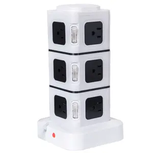 Power Strip Tower, Surge Protector Electric Charging Station, 12 Outlet Plugs with USB Slot