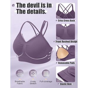 Sports Bras For Women Strappy Cross <b>Back</b> Padded Medium Support Workout Bra Yoga Fitness Gym 3 <b>Pack</b> - Product Image 5
