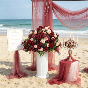 Fleurs artificielles DKB, boules de fleurs rouges de luxe, centres de table pour mariage, décorations de table, boule de fleurs artificielle pour mariage - Product Image 1