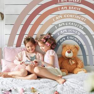 Vinilo Decorativo de Pared con Diseño de <span class=keywords><strong>Arcoíris</strong></span> en <span class=keywords><strong>Acuarela</strong></span> Moderna, Impermeable, Ecológico, Resistente a los Rayos UV, con Acabado Brillante y Citas Motivadoras - Product Image 4