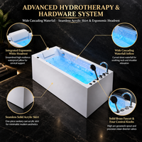 Baignoire de massage autoportante moderne en acrylique certifiée CE, avec jets d'eau et d'air, écologique, pour hôtels et villas