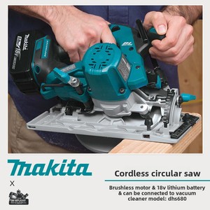 Sierra Circular Inalámbrica Original <span class=keywords><strong>Makita</strong></span> DHS680Z <span class=keywords><strong>18V</strong></span> LXT Sin Escobillas de 165 mm, Herramienta Sola (Sin Batería) para Trabajos Profesionales en Madera - Product Image 2