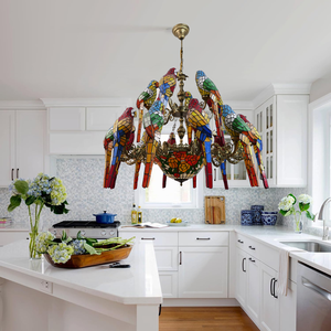 Lampe à Suspension Tiffany Vintage <span class=keywords><strong>Baroque</strong></span> Moderne Vitrail Perroquet Oiseau Inversé Église Hall Lustre Chambre <span class=keywords><strong>Plafonnier</strong></span> - Product Image 4