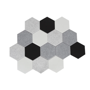 Paneles Acústicos Hexagonales Negro Gris Blanco Diseño Minimalista 100% Fibra de Poliéster Absorción de Sonido Decoración de Pared para Hogar y Oficina - Product Image 1