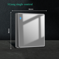Panel Saklar Lampu LED Soket Listrik Tahan Air EU/UK Abu-abu 16A dengan USB Tipe-C Kaca Temper