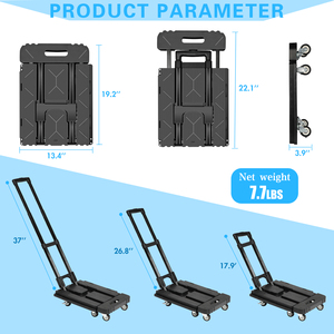 Ylcaster 6 पहियों आगे बढ़ पोर्टेबल भंडारण एल्यूमीनियम हाथ गाड़ी <span class=keywords><strong>foldable</strong></span> ट्राली 500X350mm - Product Image 3