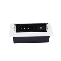 Prise de puissance Schuko rectangulaire dissimulée pour ordinateur de bureau, 1 pièce, chargeur USB, prise électrique pop-up pour meubles
