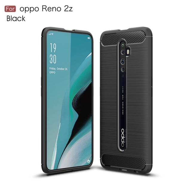 Cell Phone Case for OPPO Reno 2Z Brushed Texture Carbon Fiber TPU Case(Black)