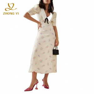 <span class=keywords><strong>Abiti</strong></span> Casual Midi Eleganti e Aderenti da Donna Estate <span class=keywords><strong>2023</strong></span> con Colletto Polo Personalizzato, Stile Delicato con Gonna Lunga Floreale - Product Image 1