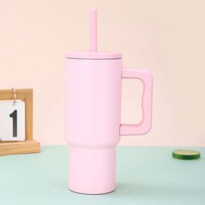 40oz Car <b>Travel</b> H4.0 <b>Handle</b> Tumbler Vacuum <b>Mug</b> Lid Straw Non-Slip Base OEM ODM Custom Design - Product Image 3