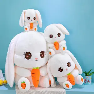 Nette Karotten-Kaninchen-Plüsch puppe Weißes Karotten-Kaninchen-Kuscheltier-Lächeln Große Augen Hase Plüsch tier Plüsch tier Geschenk für Mädchen