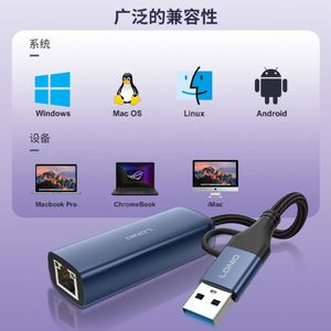 Lidno Network Card TypeC to Gigabit Ethernet <b>HUB</b> Wired Ethernet RJ45 Driverless USB3.0 Converter - Product Image 3