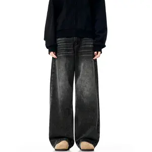 I produttori di abbigliamento hanno lavato pantaloni larghi in denim unisex personalizzati vintage jeans larghi jeans uomo jeans uomo uomo