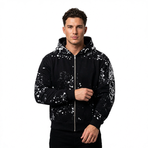 Ropa de Diseñador de Alta Calidad, Sudadera con Capucha y Cremallera para Hombre, Estilo Urbano, Estampado Digital, Bolsillos, Nailon/Algodón - Product Image 1