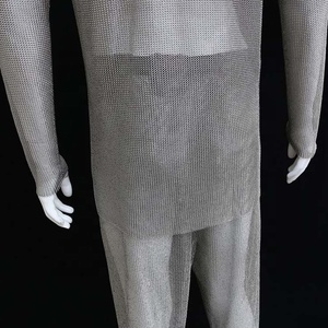 Gilet <span class=keywords><strong>à</strong></span> manches longues en maille métallique résistante aux coupures en acier inoxydable 316L pour boucher et industrie de la viande - Product Image 4