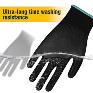 XINGYU EN388 Guantes negros de <span class=keywords><strong>PU</strong></span> con revestimiento de poliéster de calibre 13 Guantes protectores de seguridad para el trabajo con revestimiento de nailon <span class=keywords><strong>PU</strong></span> - Product Image 3