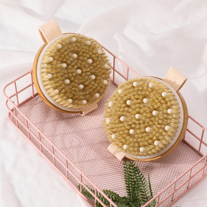 Commercio all'ingrosso della fabbrica logo personalizzato rotondo naturale erba cinghiale setola <span class=keywords><strong>spazzola</strong></span> per la pulizia del corpo esfoliante <span class=keywords><strong>Cellulite</strong></span> <span class=keywords><strong>spazzola</strong></span> da bagno - Product Image 2