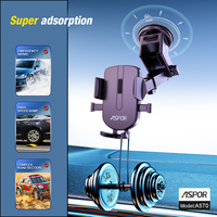 Support de téléphone portable ASPOR A570 en gros avec matériau plastique + silicone, rotation à 360 degrés, support de voiture flexible
