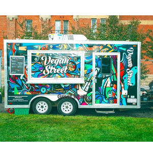 Remorque de camion de nourriture mobile à 4 roues en acier inoxydable avec système d'eau, couleur personnalisable, dimensions 4x2x2,35m - Product Image 2