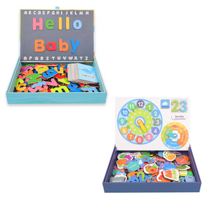 Fornitura di fabbrica di vendita calda per bambini orologio digitale in legno giocattolo lettera di apprendimento educativo puzzle magnetici libro per bambini giocattoli - Product Image 2