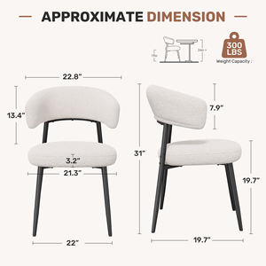 Chaise de salle à manger moderne en velours avec dossier incurvé et pieds en métal noir, durable pour une utilisation en hôtel, en extérieur et dans le salon - Product Image 6