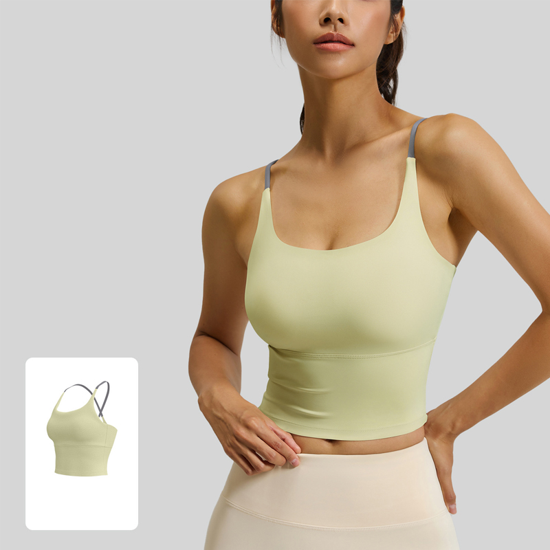 Women'S Cross Back Quick Dry Yoga Tank Top With Removable Pads Stretchy Skin-Friendly Gym Fitness Sports Running Yoga Vest