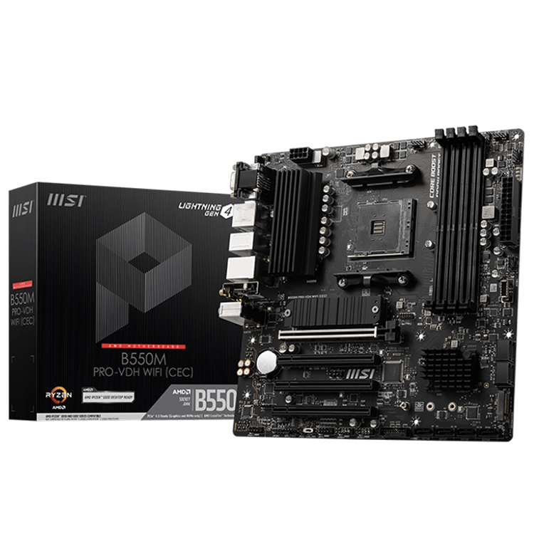 MSI B550M PRO-VDH WIFI CEC Motherboard Supports AMD Ryzen 5000 & 3000 Series desktop processors/DDR4 Memory