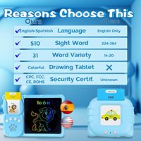 HALCONTORNO Cartes Flash en Plastique pour Enfants 3-12 Ans, Tablette de Dessin/Écriture, Jouets Sensoriels pour Enfants Autistes, 510 Mots Fréquents, Voyage, CN